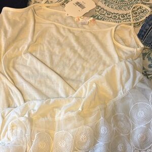 Altar'd State Cream Chemise with Lace Overlay